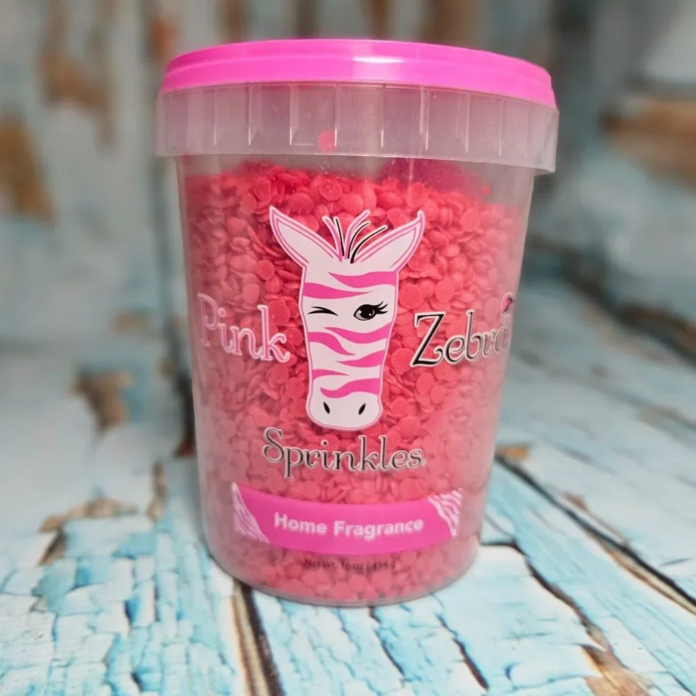Pink Zebra Cherry Bomb Sprinkles Wax Melts 16 oz Jar Home Fragrance NEW